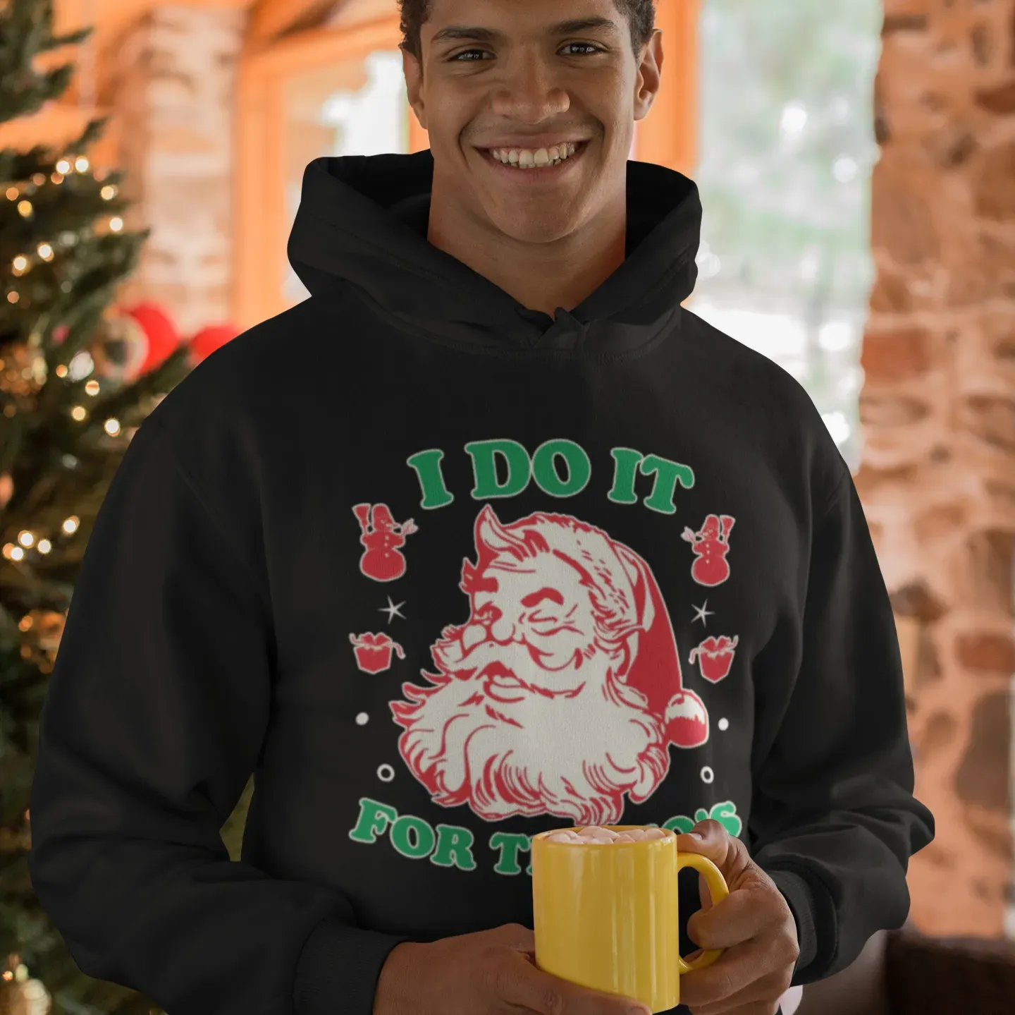 Christmas Hoodie I Do It For The Ho's Blended Cotton Midweight Soft Unisex Pullover