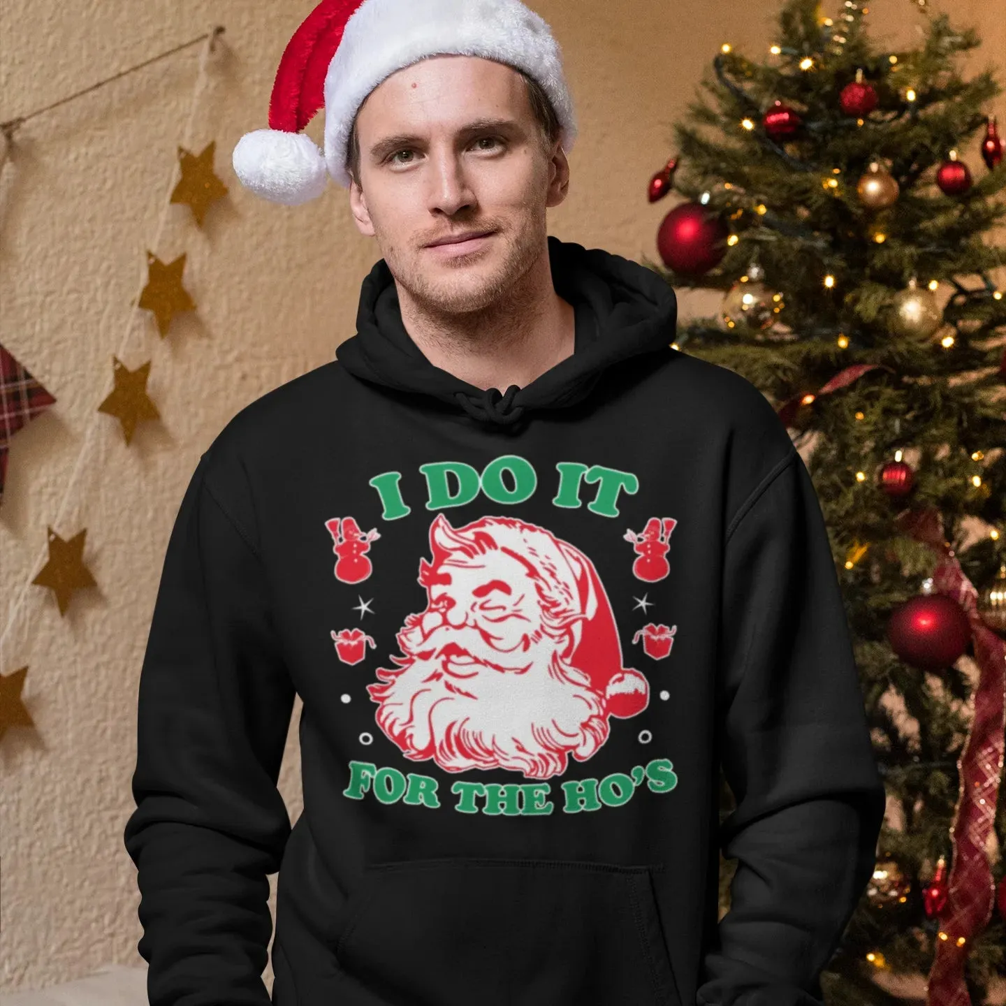 Christmas Hoodie I Do It For The Ho's Blended Cotton Midweight Soft Unisex Pullover