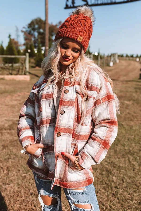 Cozy Up In Carolina Plaid Jacket in Aurora Red