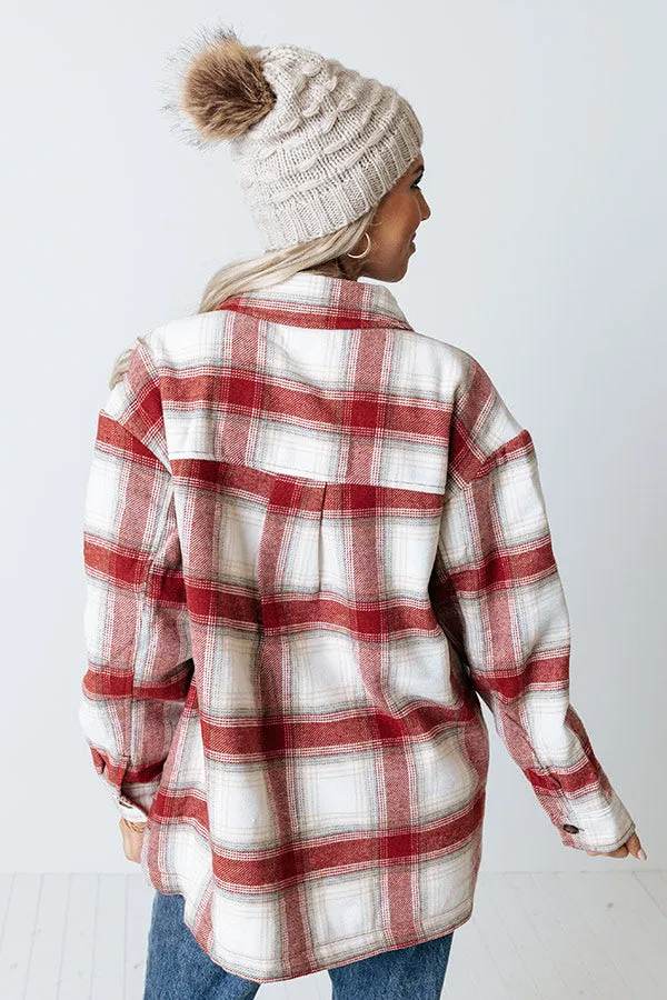 Cozy Up In Carolina Plaid Jacket in Aurora Red