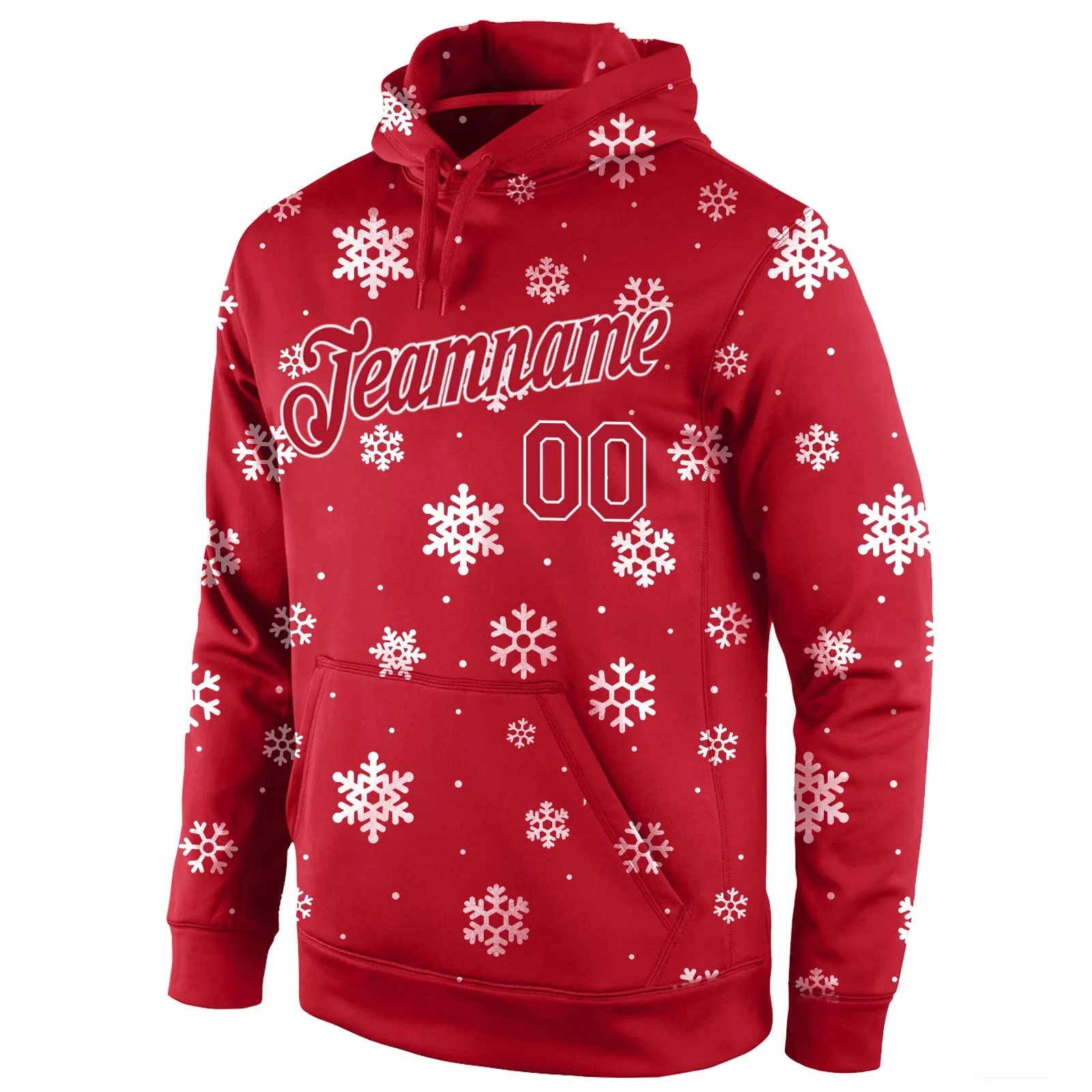 Custom Stitched Red Red-White Christmas 3D Sports Pullover Sweatshirt Hoodie