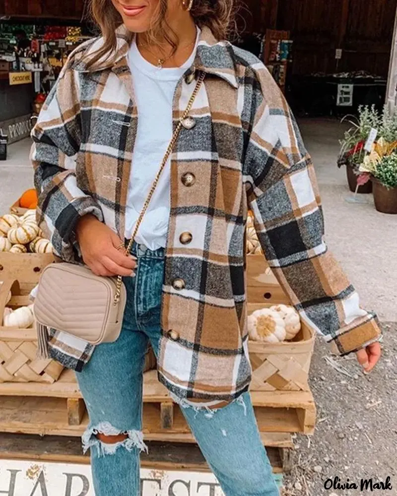 Deanwangkt - Loose Check Long Sleeve Shirt Coats