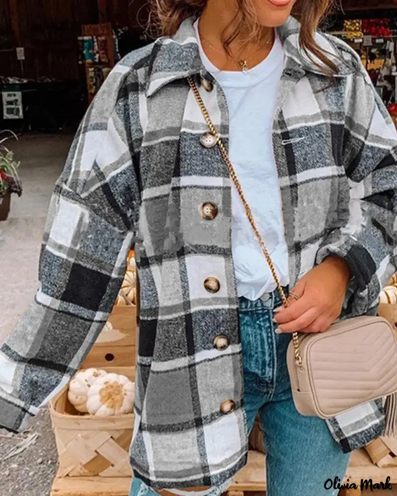 Deanwangkt - Loose Check Long Sleeve Shirt Coats