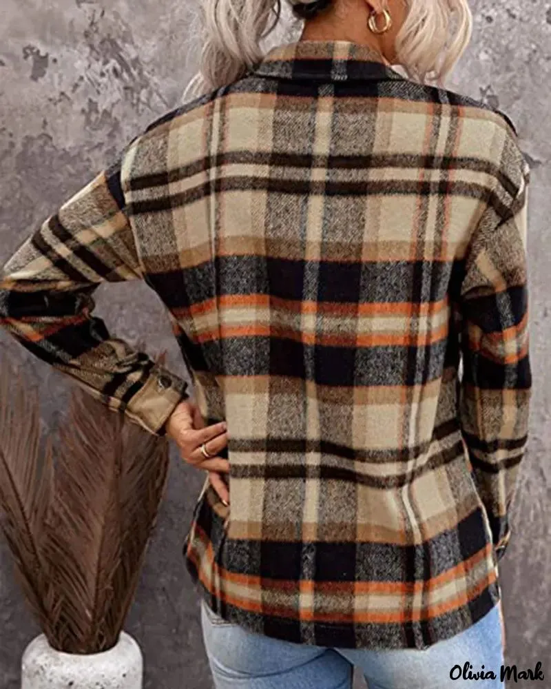 Deanwangkt - Plaid Print Long Sleeve Button Up Jacket