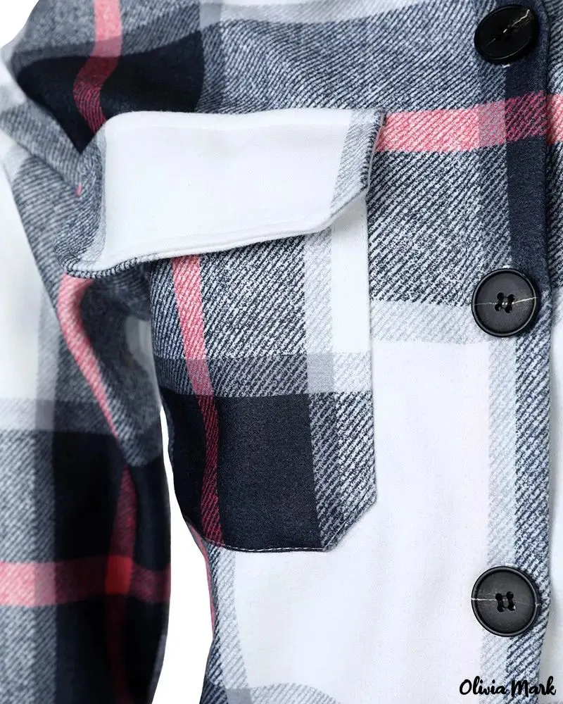 Deanwangkt - Plaid Print Pocket Button Pattern Long Sleeve Jacket