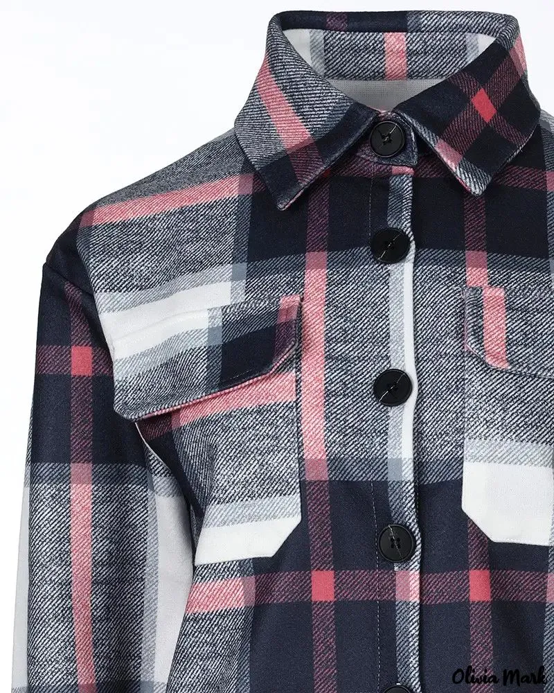 Deanwangkt - Plaid Print Pocket Button Pattern Long Sleeve Jacket