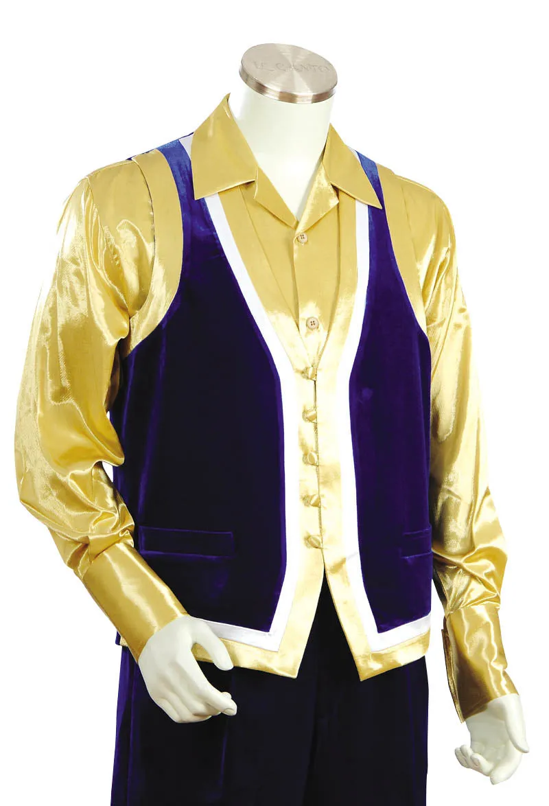 Designer Gold Lined Velvet 2pc Zoot Suit Vest Set