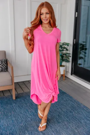 Dolman Sleeve Maxi Dress in Neon Pink - Dear Scarlett