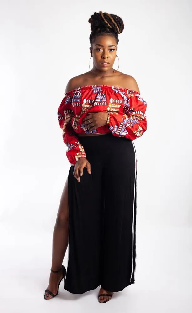 Elasticated Off-Shoulder Ankara Top