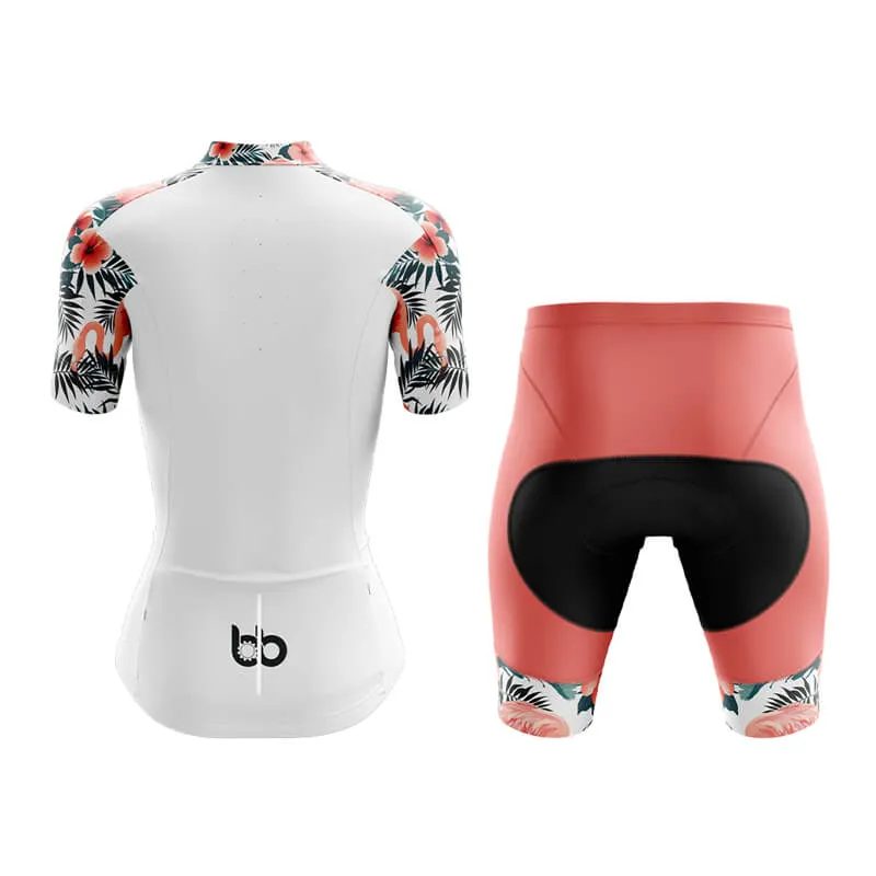 Flamingo Floral Sleeve (White) Club Cycling Kit