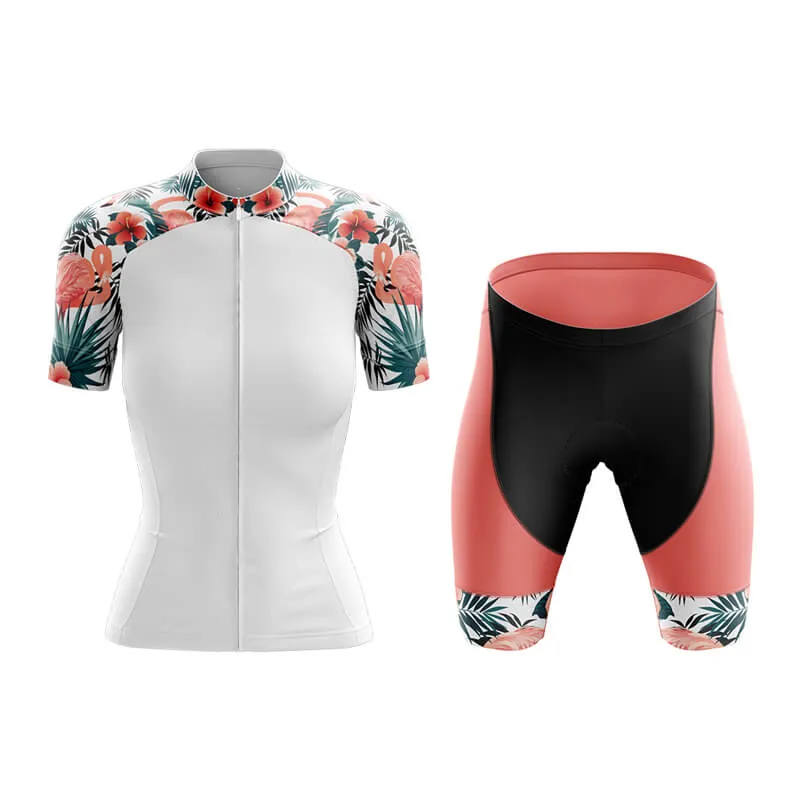 Flamingo Floral Sleeve (White) Club Cycling Kit