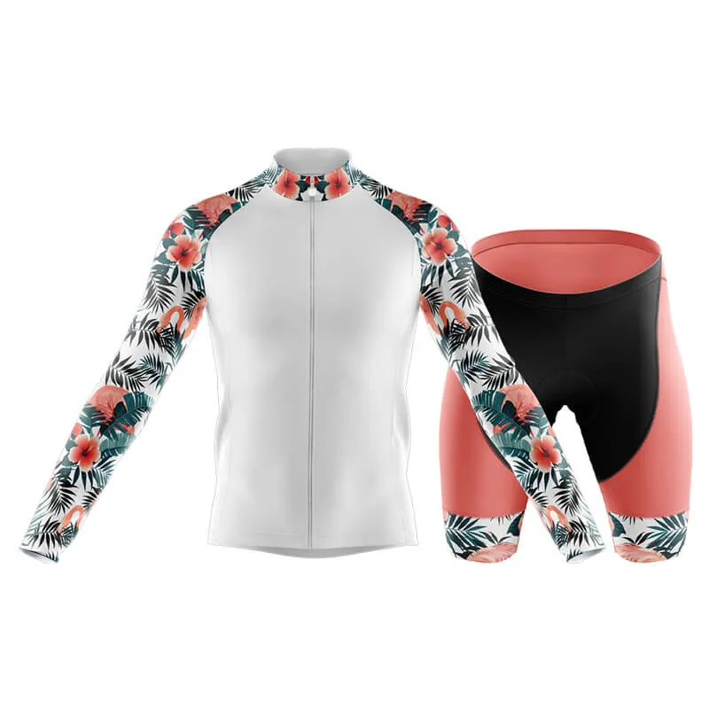 Flamingo Floral Sleeve (White) Club Cycling Kit