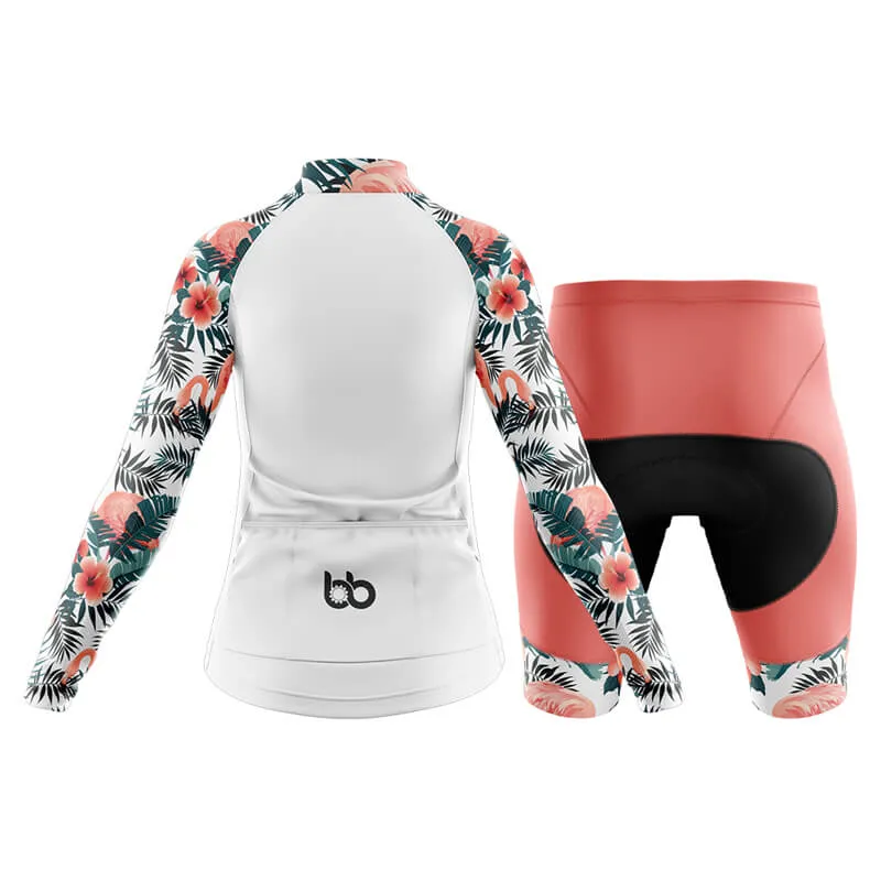 Flamingo Floral Sleeve (White) Club Cycling Kit