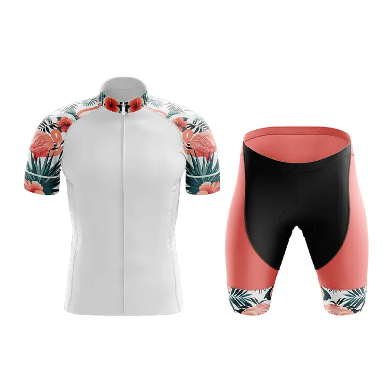 Flamingo Floral Sleeve (White) Club Cycling Kit