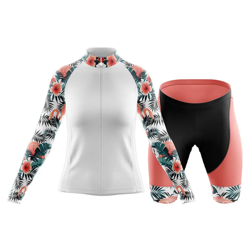 Flamingo Floral Sleeve (White) Club Cycling Kit