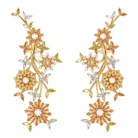 Garden Drop Earrings in 18k Gold with Diamonds & Sapphires