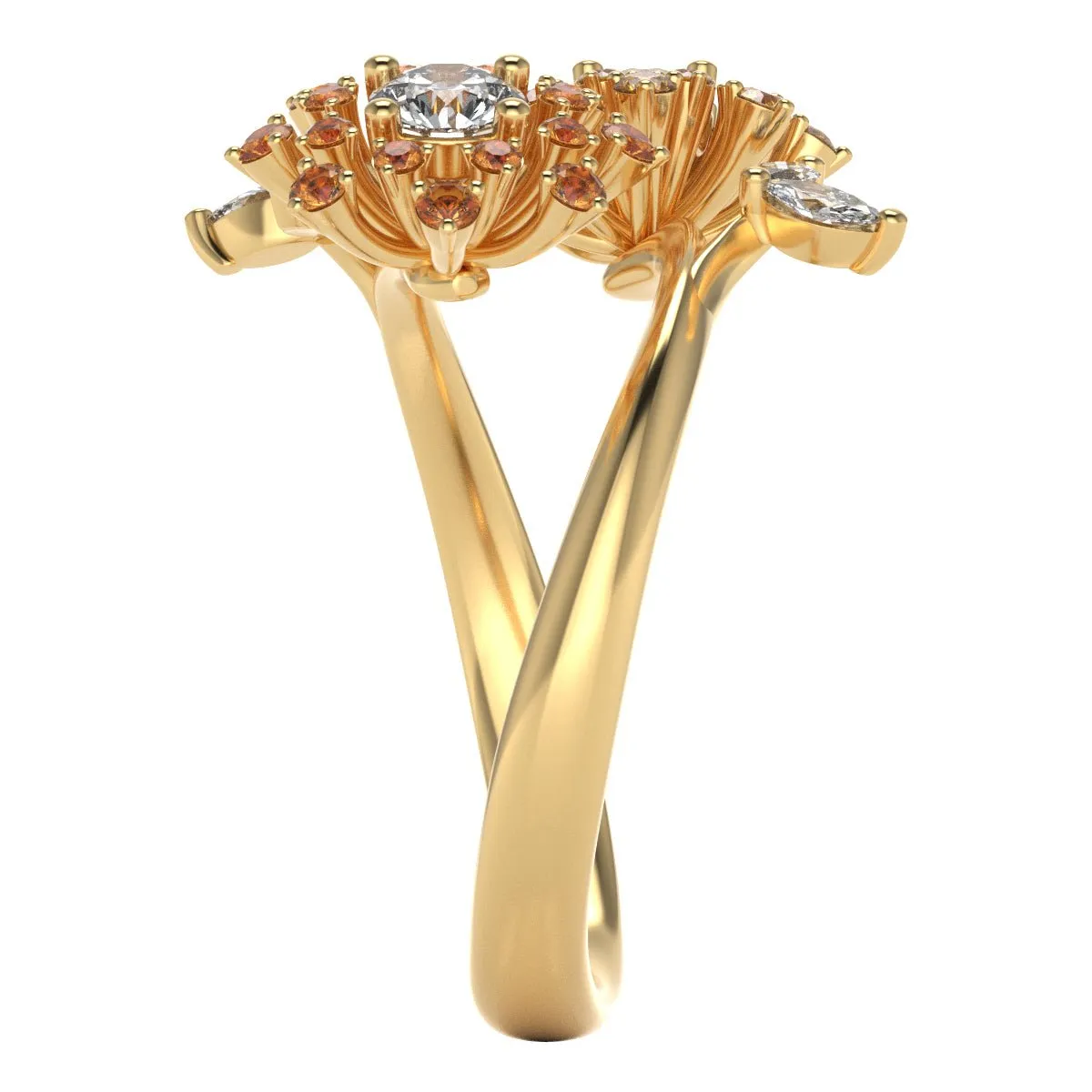 Garden Fashion Ring in 18k Gold with Diamonds & Sapphires