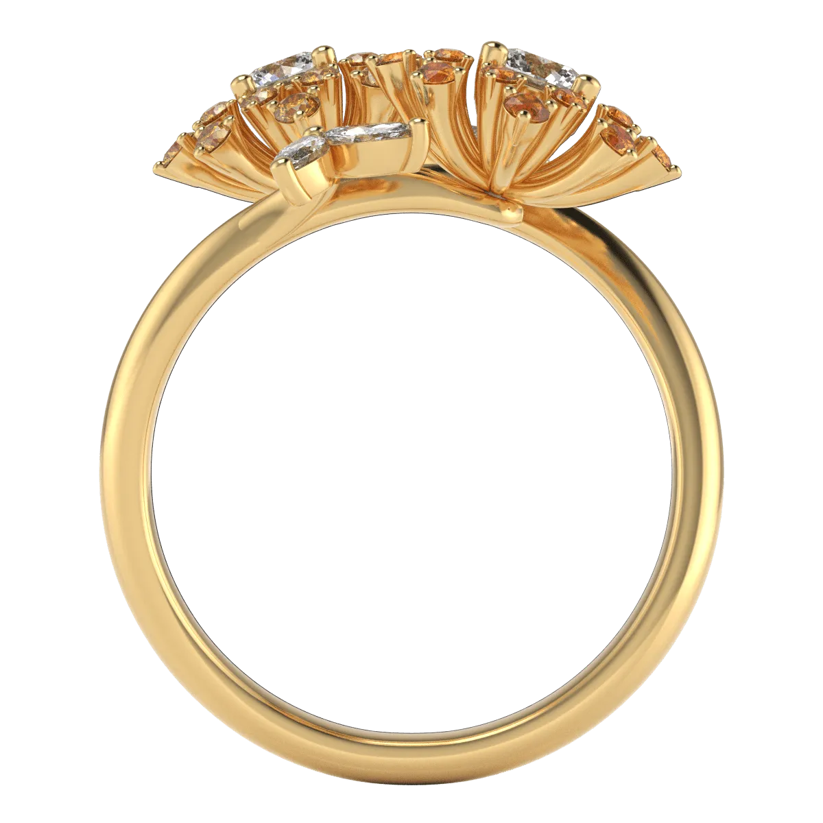 Garden Fashion Ring in 18k Gold with Diamonds & Sapphires