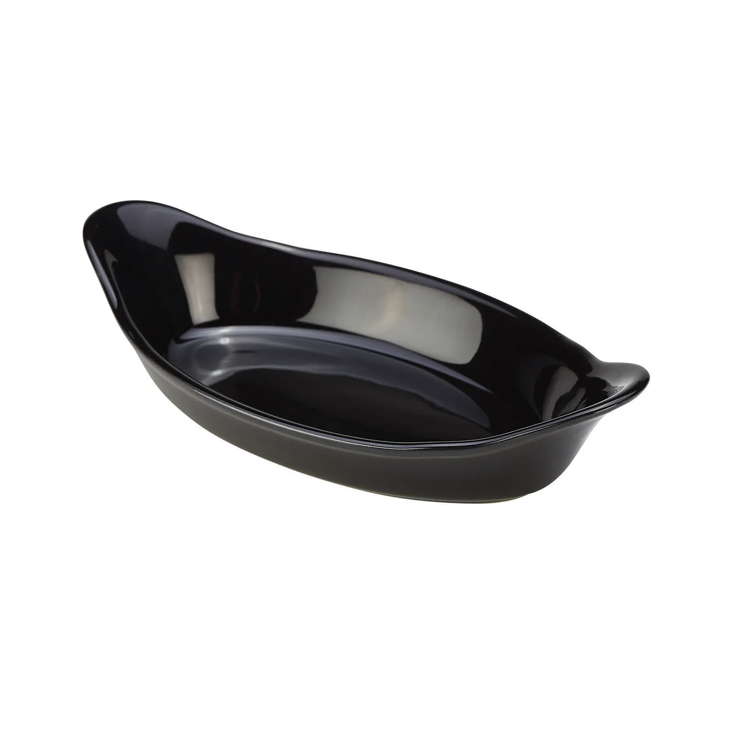 GenWare Stoneware Black Oval Eared Dish 22cm/8.5" Pack 4