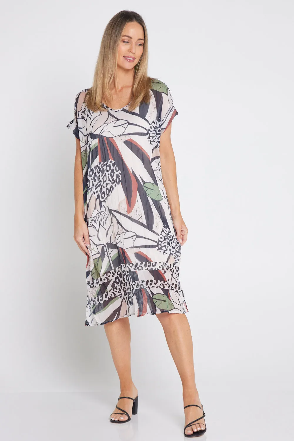 Georgette Digital Print Dress - Natural Collage