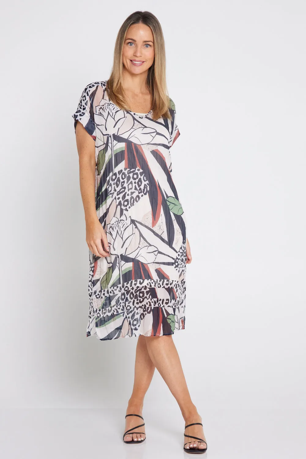 Georgette Digital Print Dress - Natural Collage