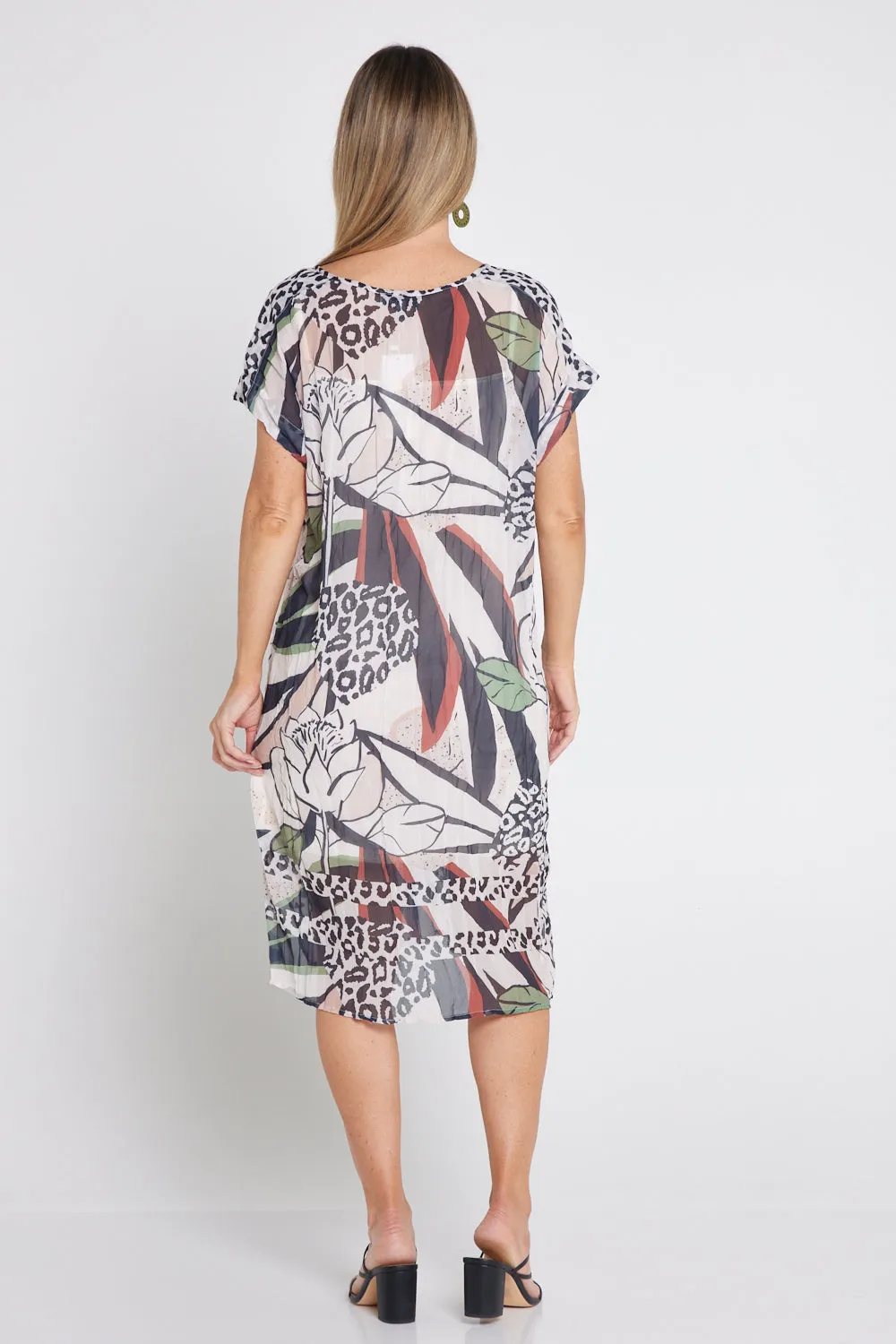 Georgette Digital Print Dress - Natural Collage