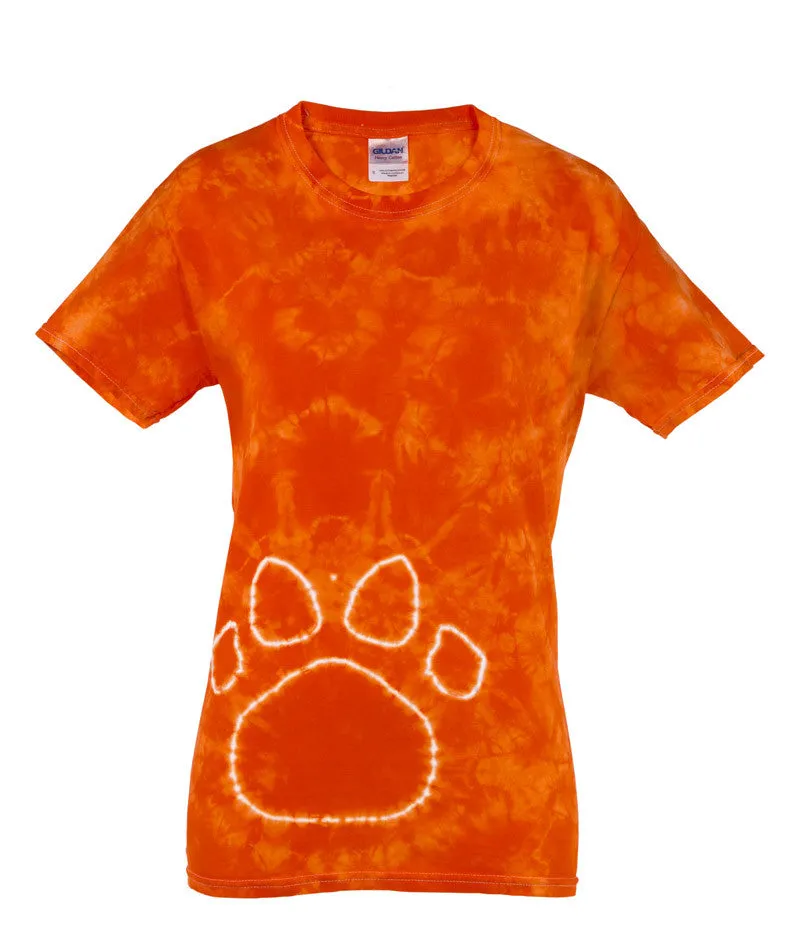 gildan tie-dye adult pawprints tee - orange (2xl)