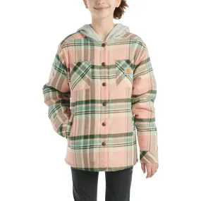 Girls' Long-Sleeve Flannel Snap Front Hooded shirt Jacket CP9580