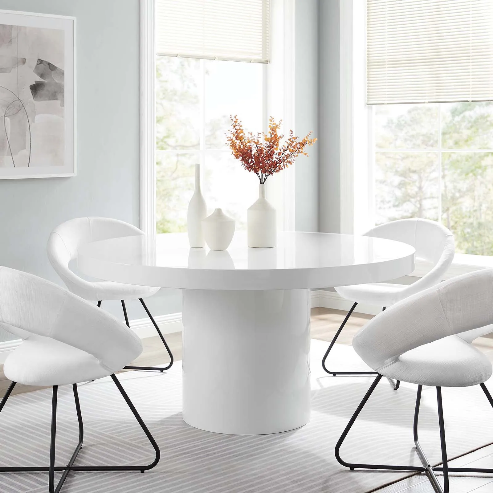 Gratify 60" Round Dining Table White EEI-4910-WHI