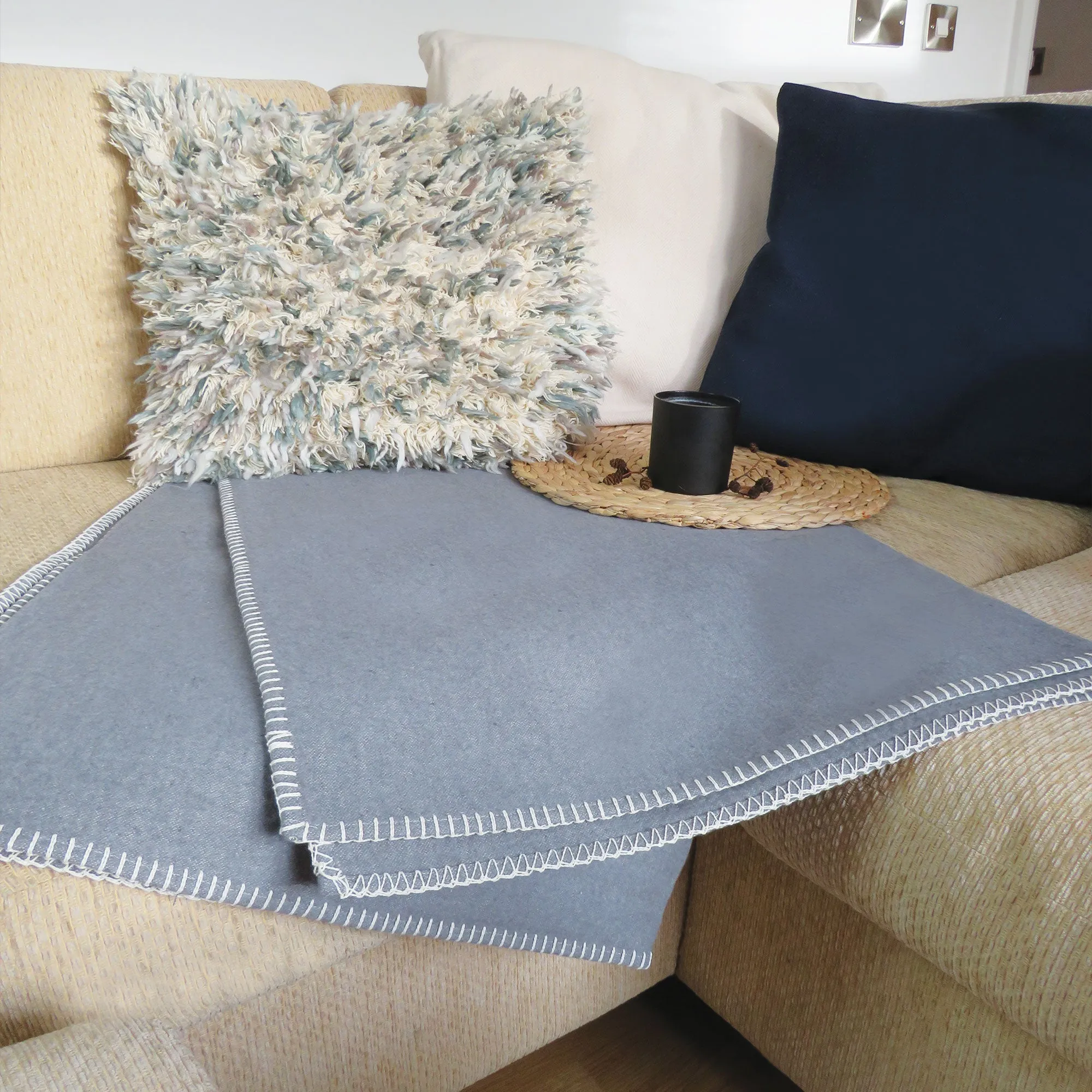 Grey Cotton Flannel Throw Blanket