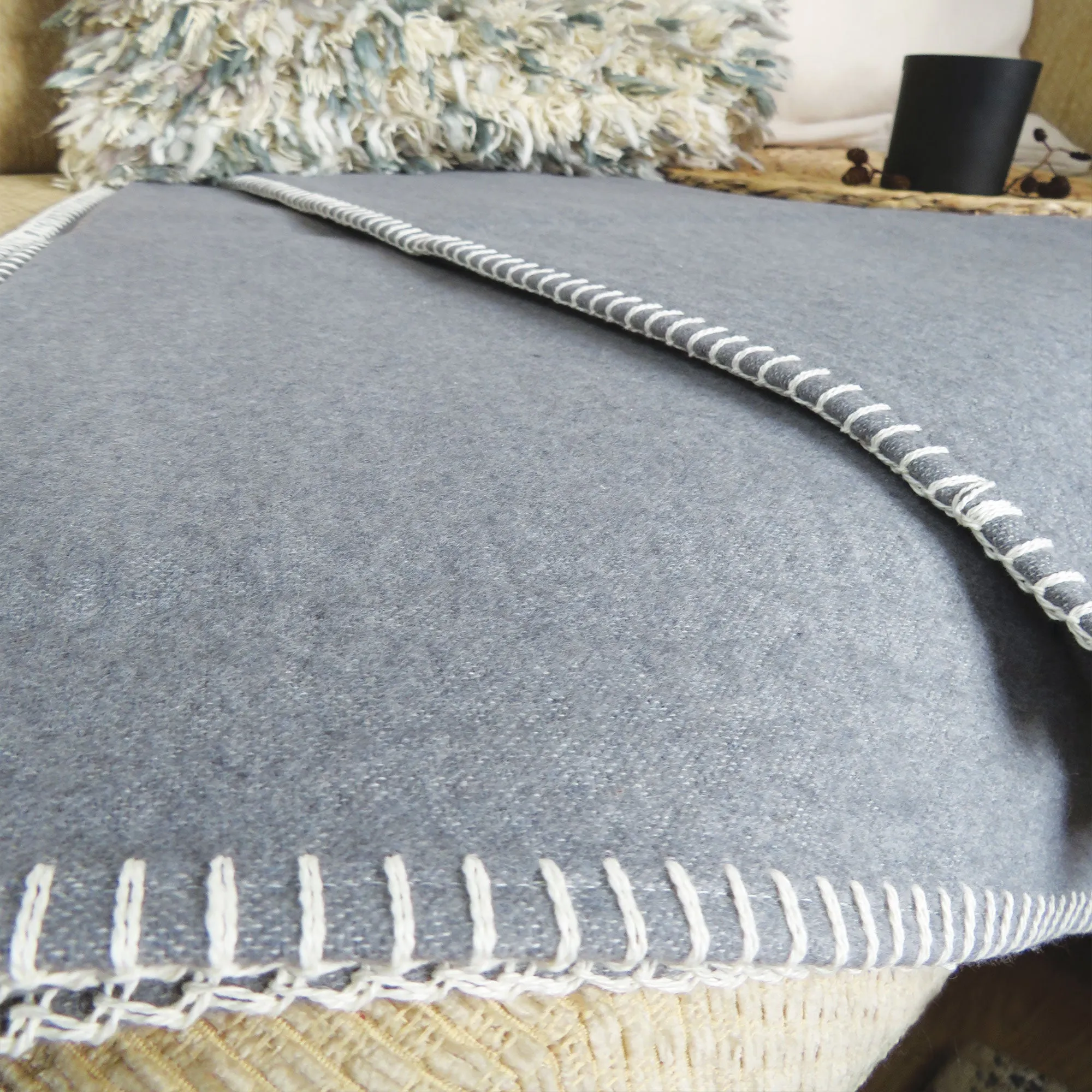 Grey Cotton Flannel Throw Blanket