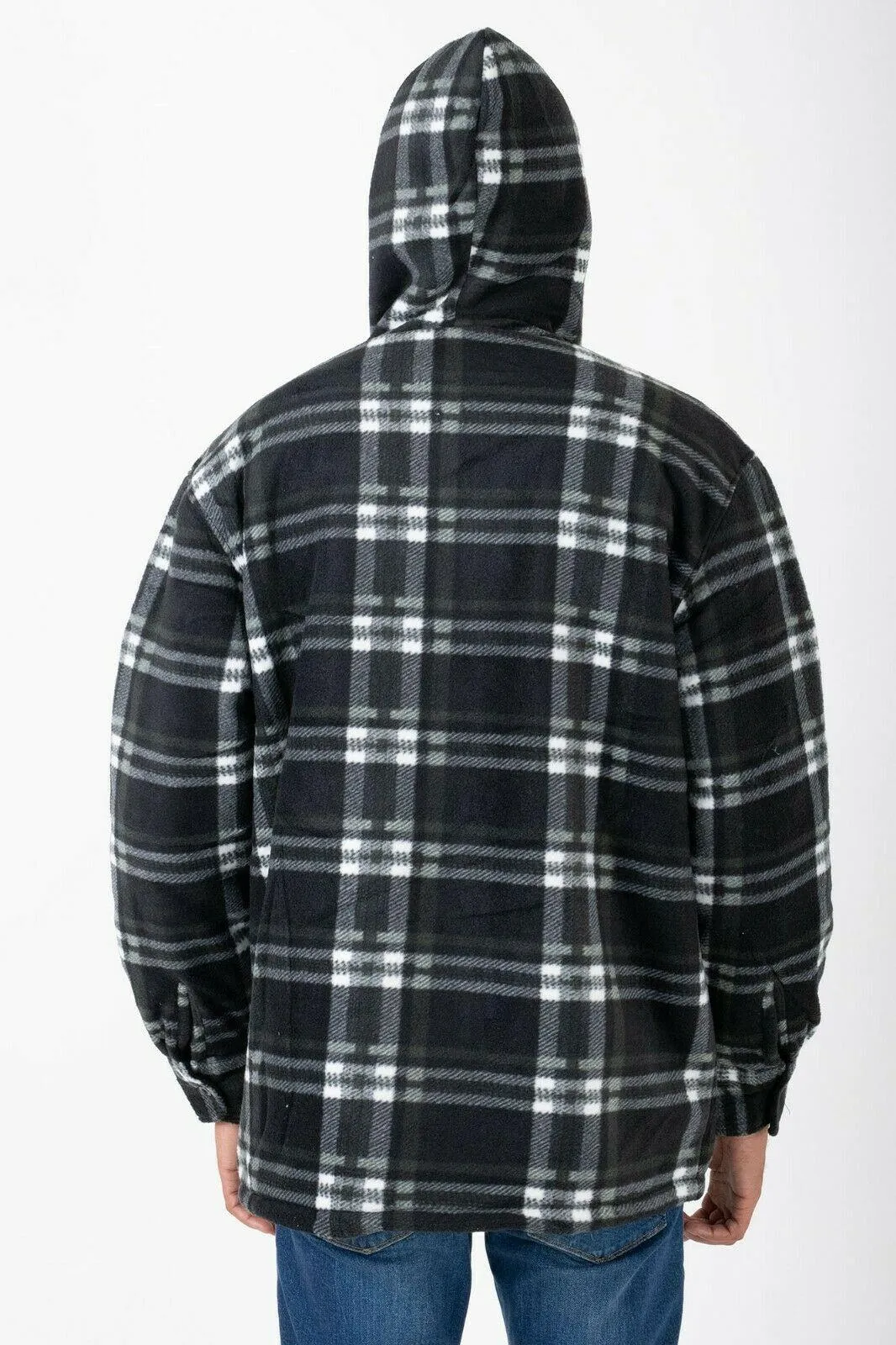 Hazy Blue Naxter Lumberjack Flannel Zip Up Hooded Jacket