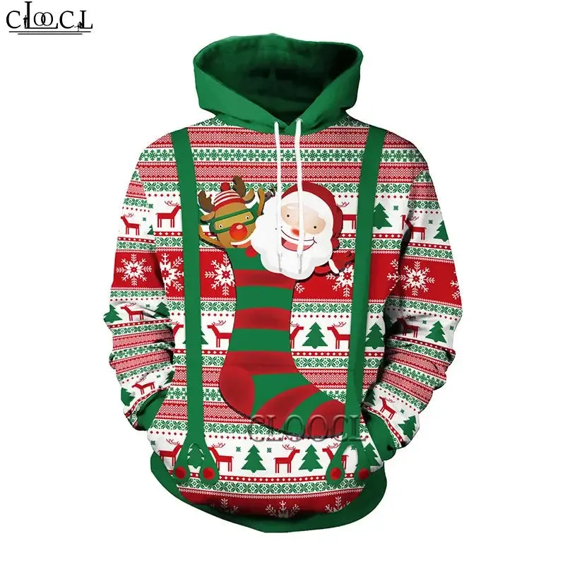 HX Santa Claus Hoodies for Women Men Hoodie 3D Print Merry Christmas Fashion Hoody Pullover Hip Hop Hooded Drop Shipping