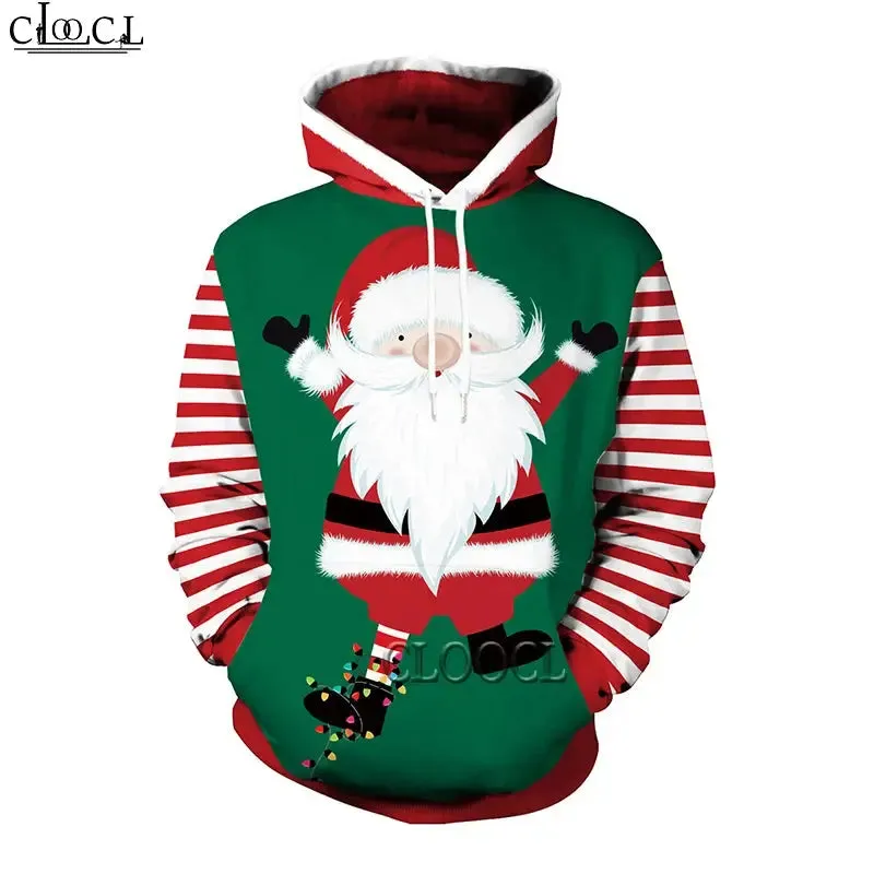 HX Santa Claus Hoodies for Women Men Hoodie 3D Print Merry Christmas Fashion Hoody Pullover Hip Hop Hooded Drop Shipping