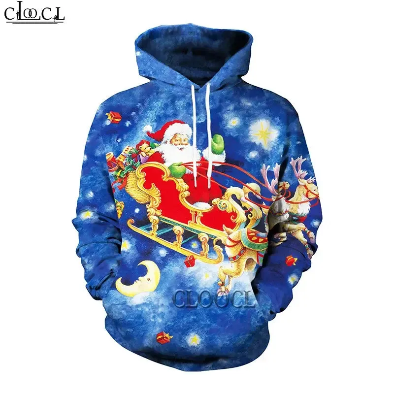 HX Santa Claus Hoodies for Women Men Hoodie 3D Print Merry Christmas Fashion Hoody Pullover Hip Hop Hooded Drop Shipping