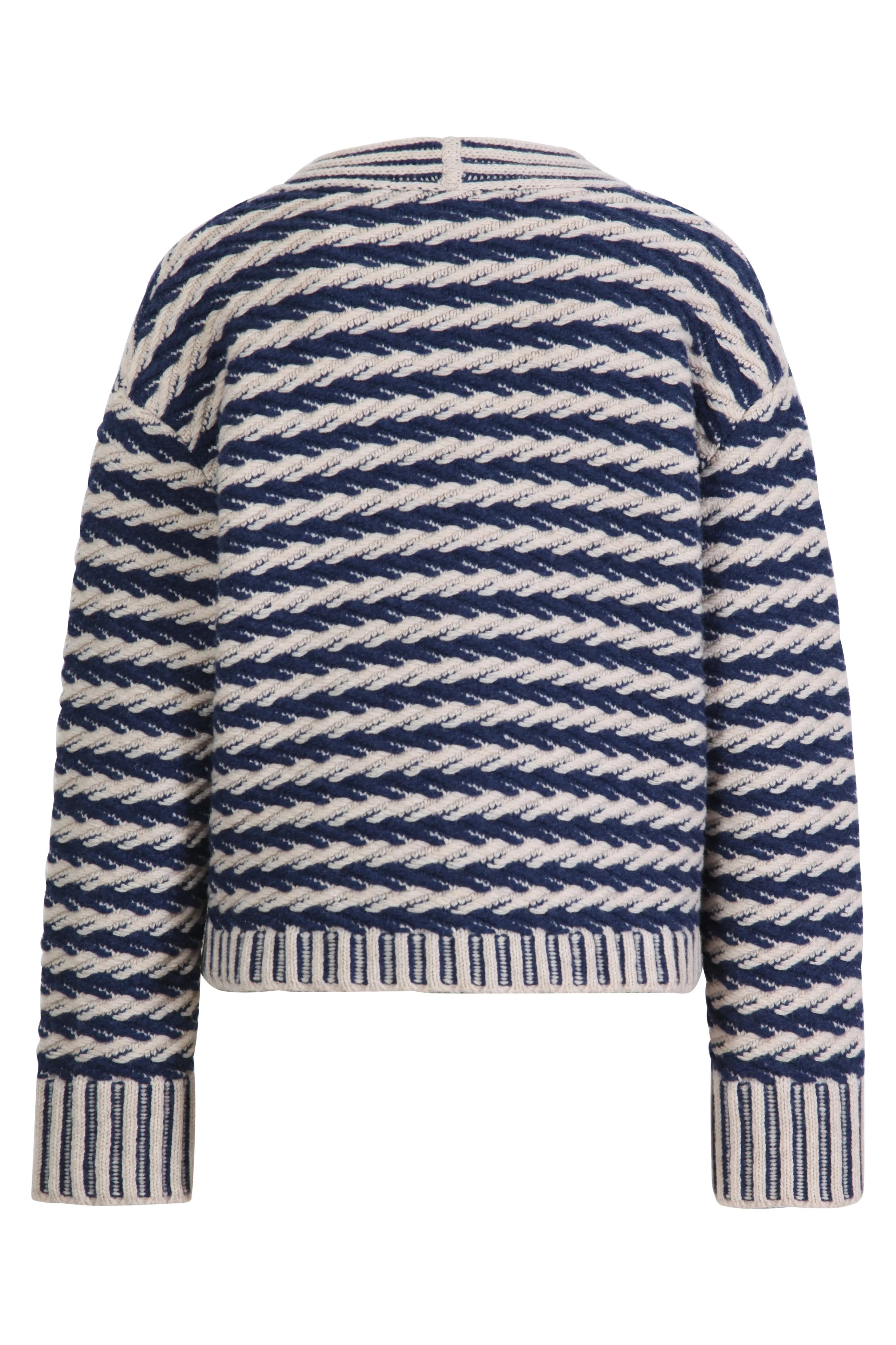 Ivko Knitted Jacket, Structure Pattern blue/white wash