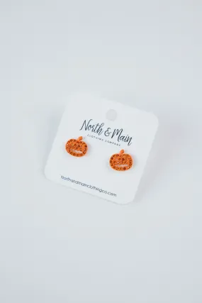 Jack O Lantern Stud Earring, Orange