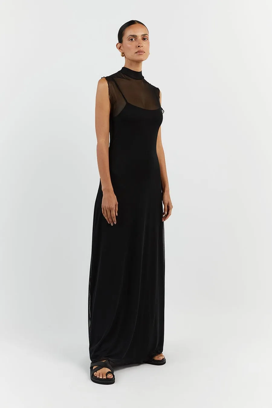 JAGGER BLACK SLEEVELESS MAXI DRESS