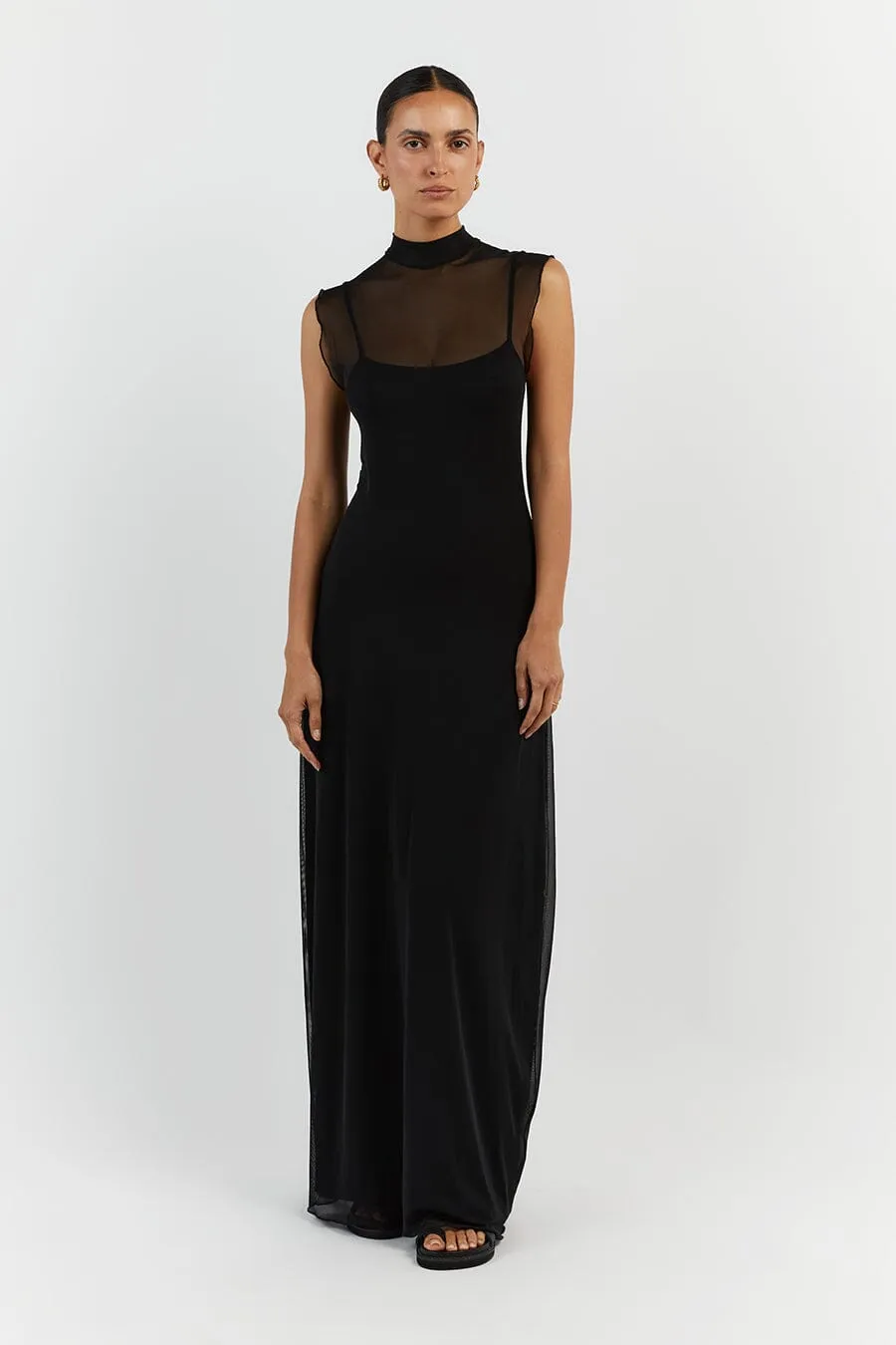 JAGGER BLACK SLEEVELESS MAXI DRESS