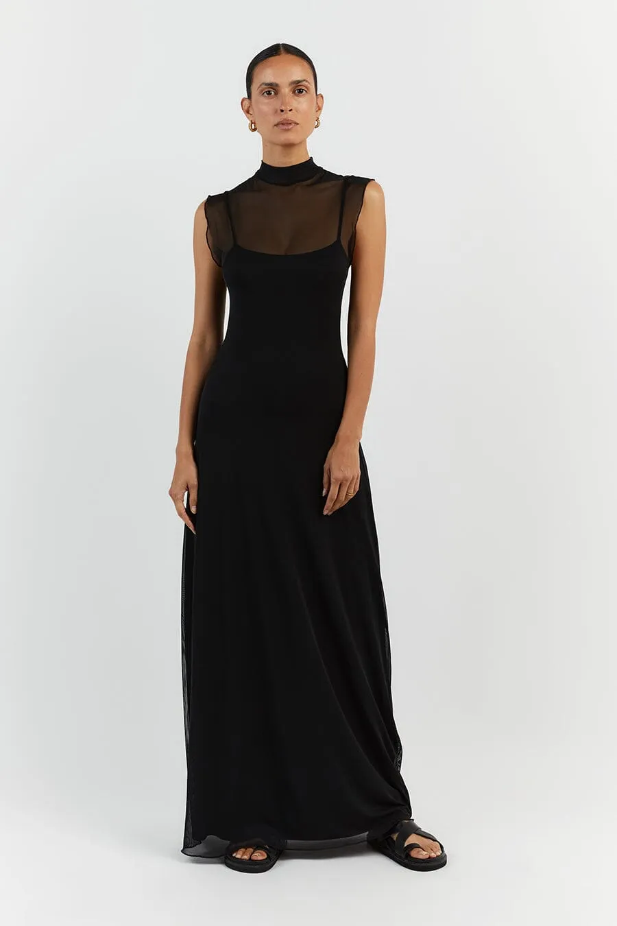 JAGGER BLACK SLEEVELESS MAXI DRESS