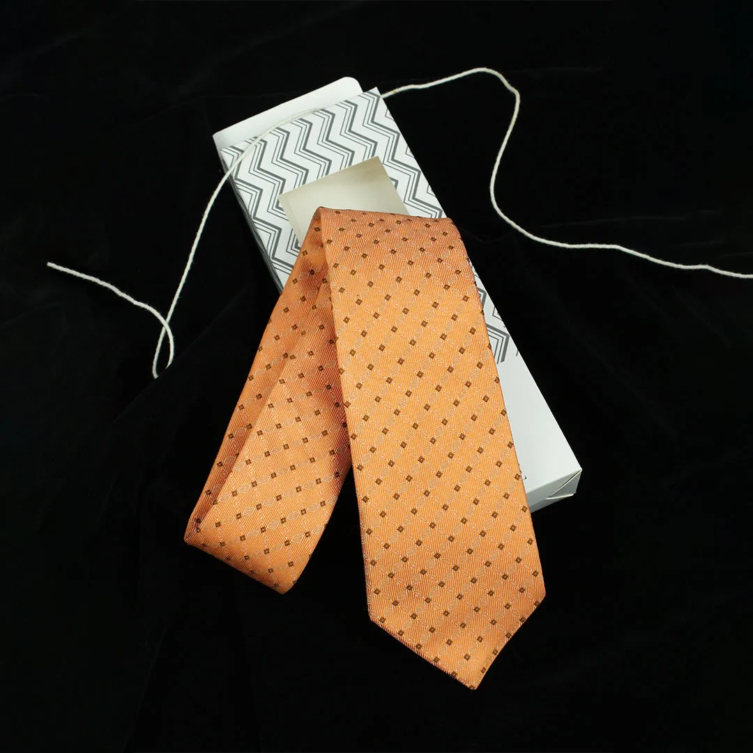 Kavove The Pleasing Checkered Orange Necktie