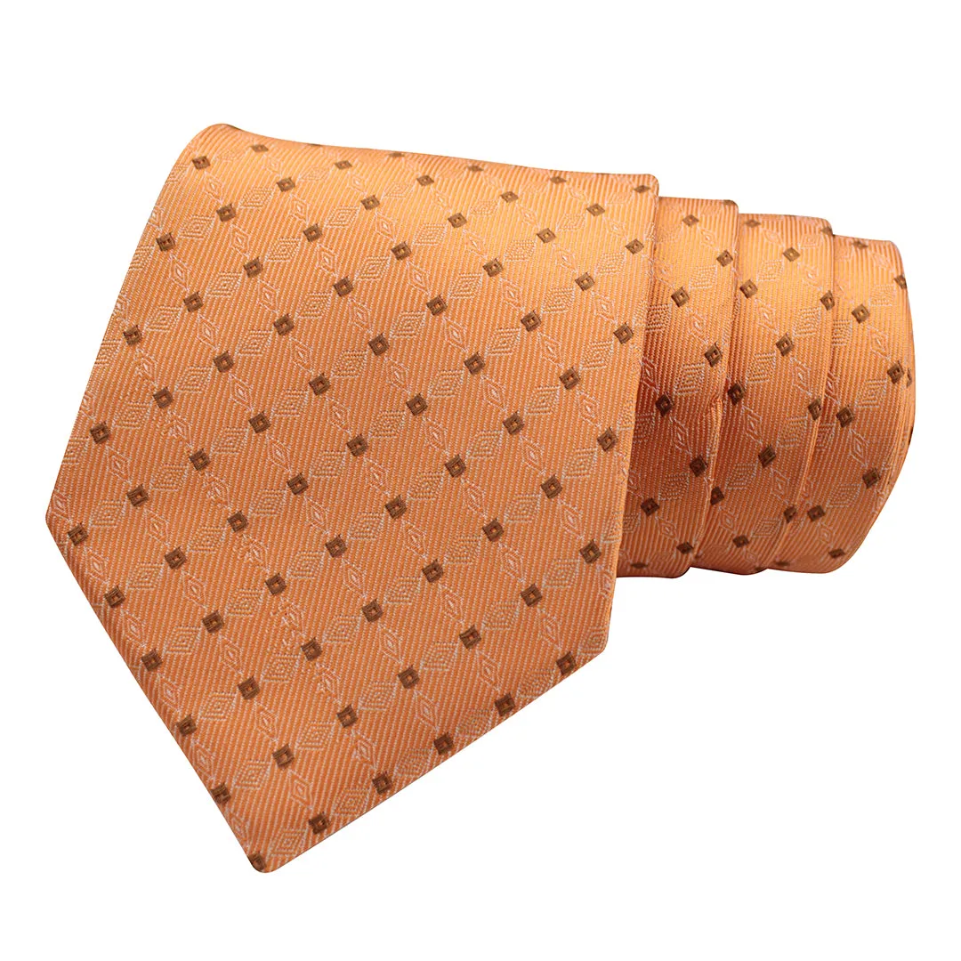 Kavove The Pleasing Checkered Orange Necktie