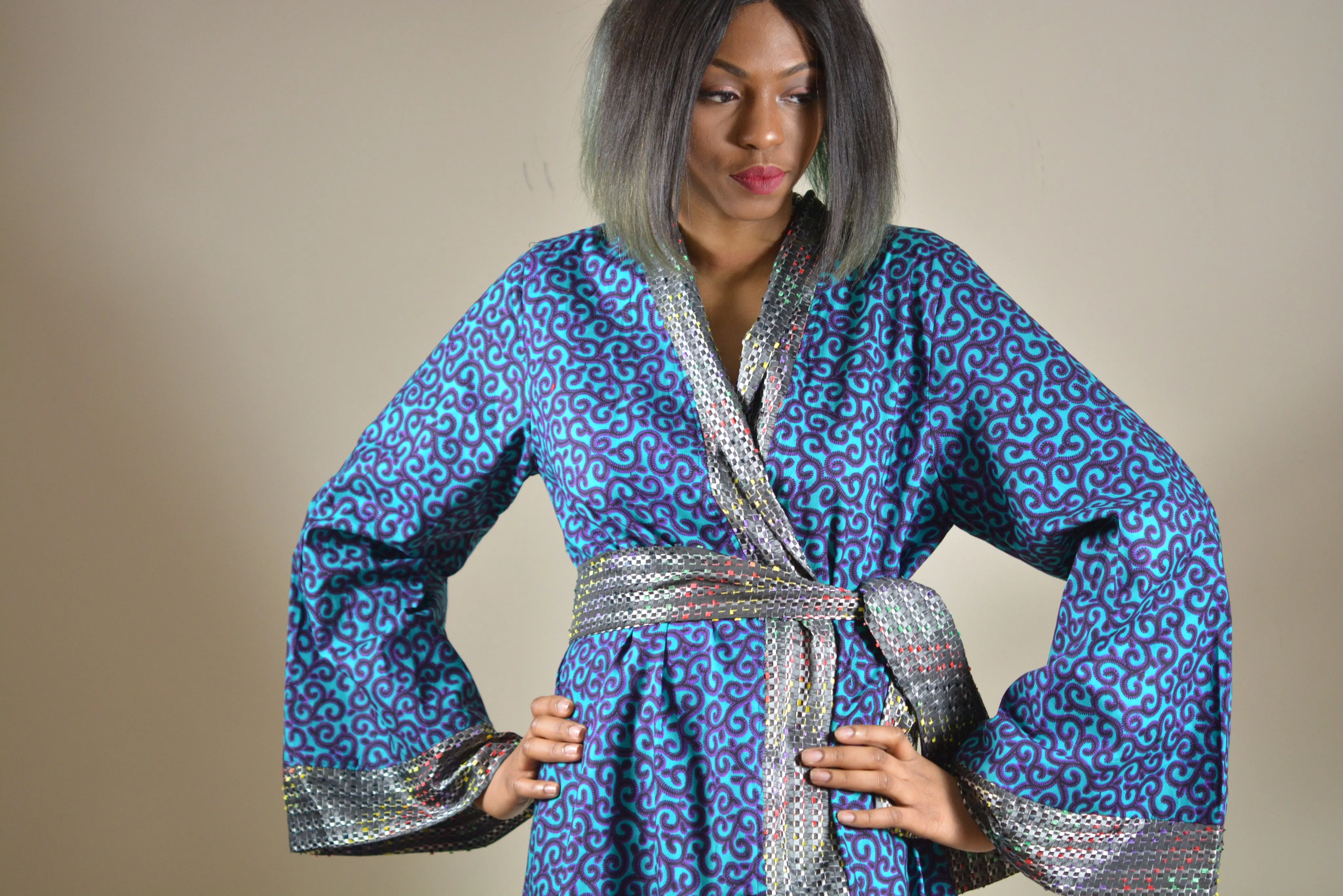 Kimono Midi Dress made with Ankara Fabric (Custom Orders)