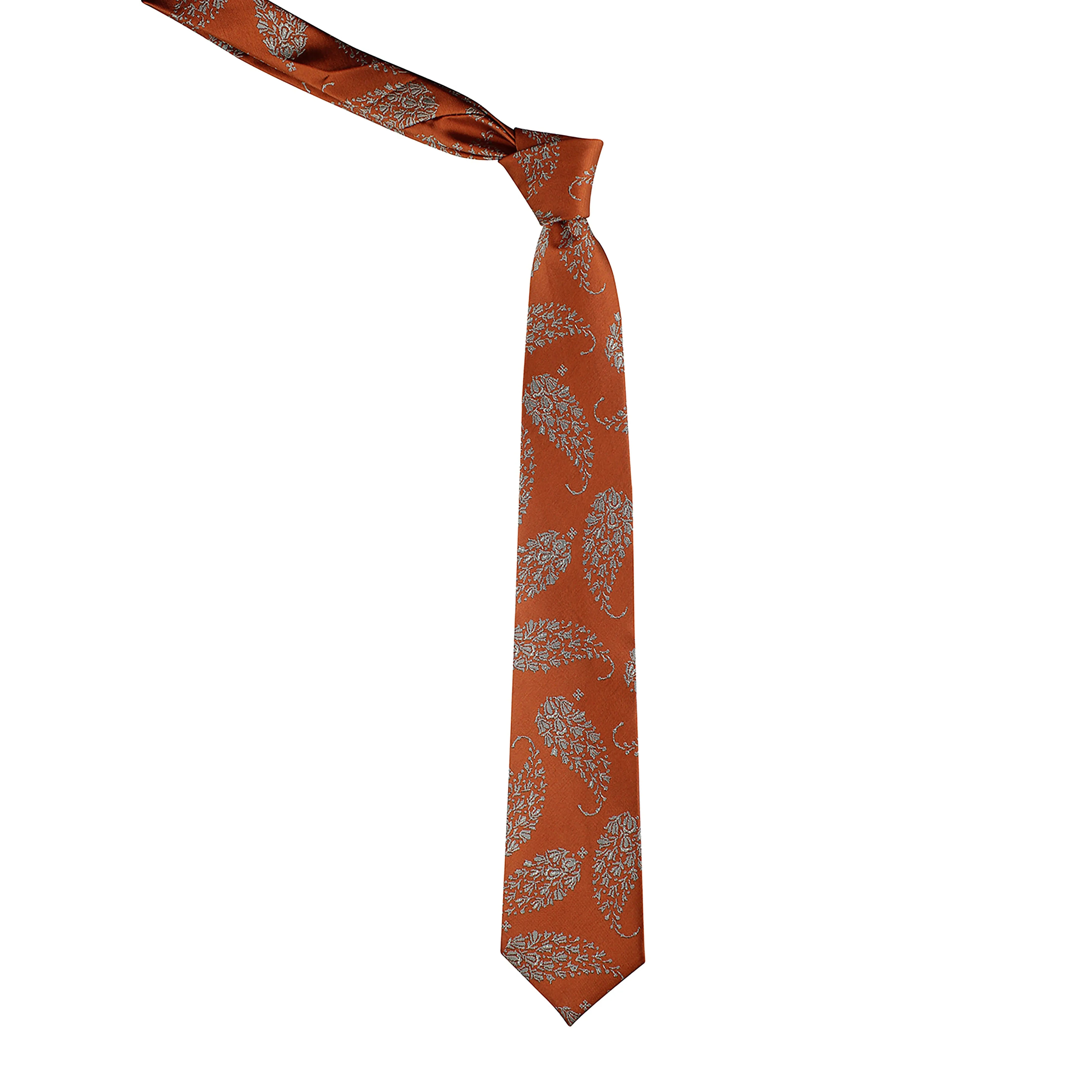 Kovove Beautiful Floral Pattern Orange Necktie for Men