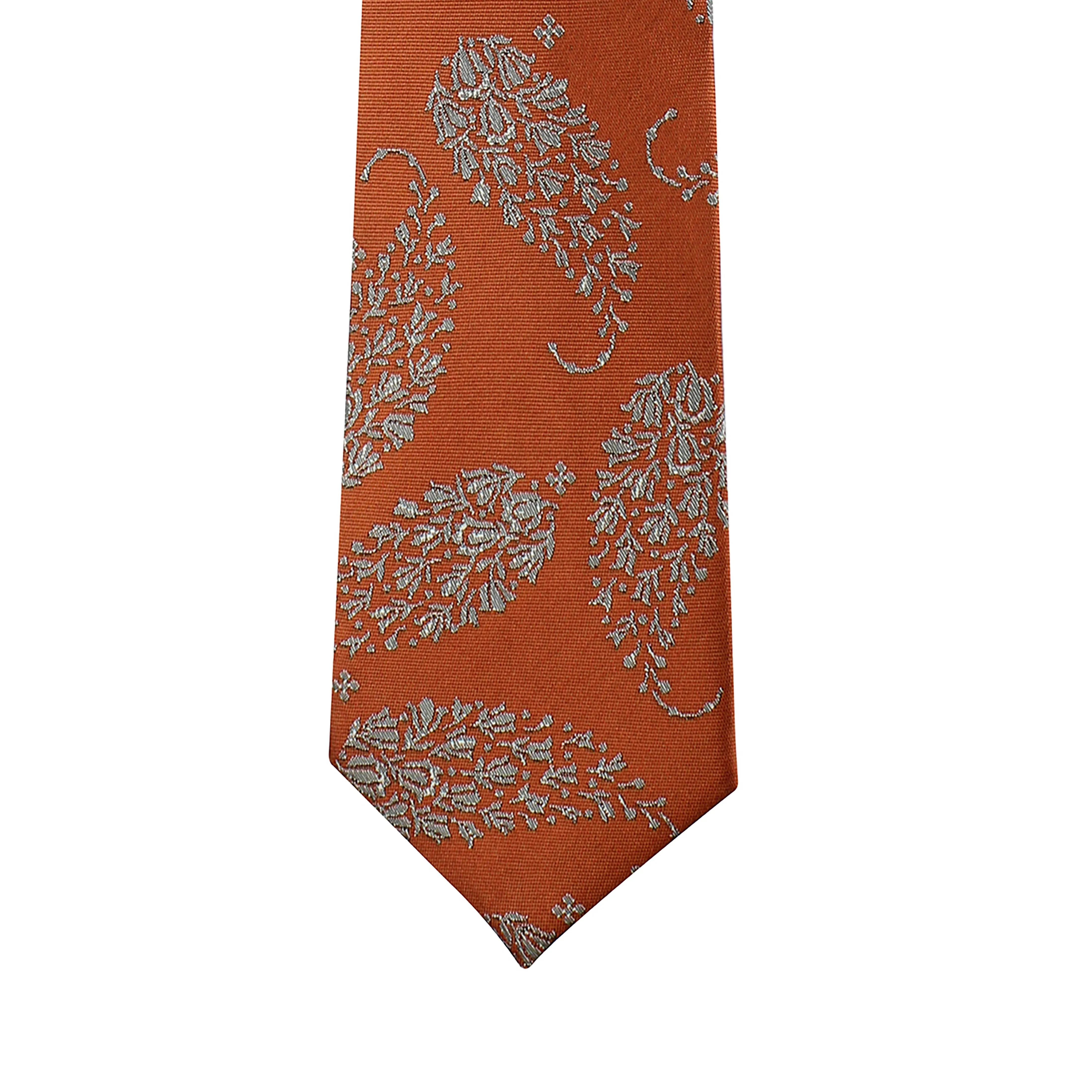 Kovove Beautiful Floral Pattern Orange Necktie for Men