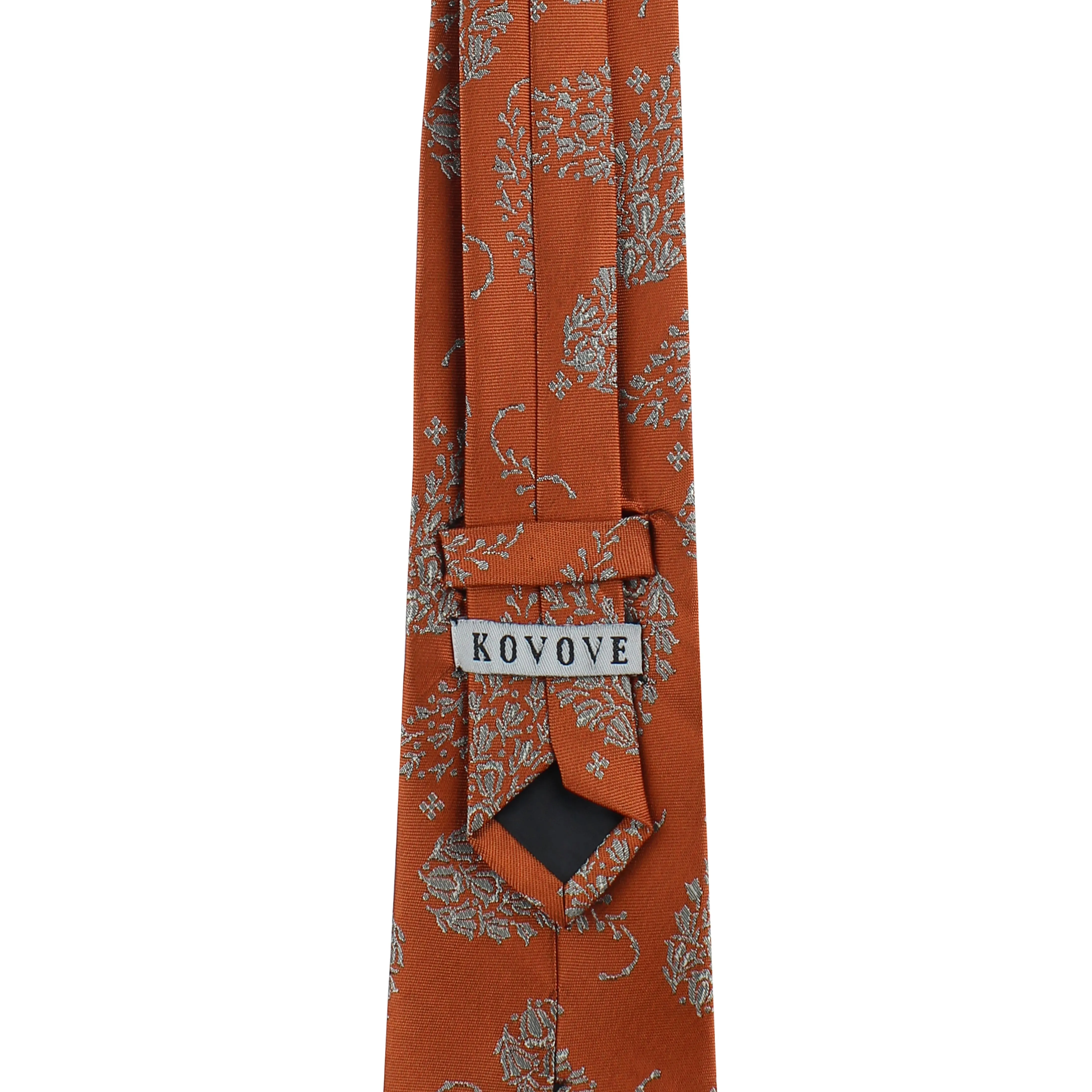 Kovove Beautiful Floral Pattern Orange Necktie for Men