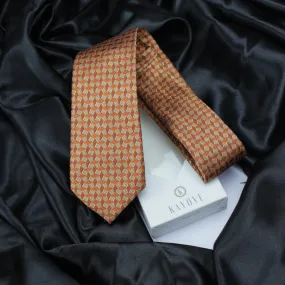 Kovove Geometric Pattern Orange Necktie for Men