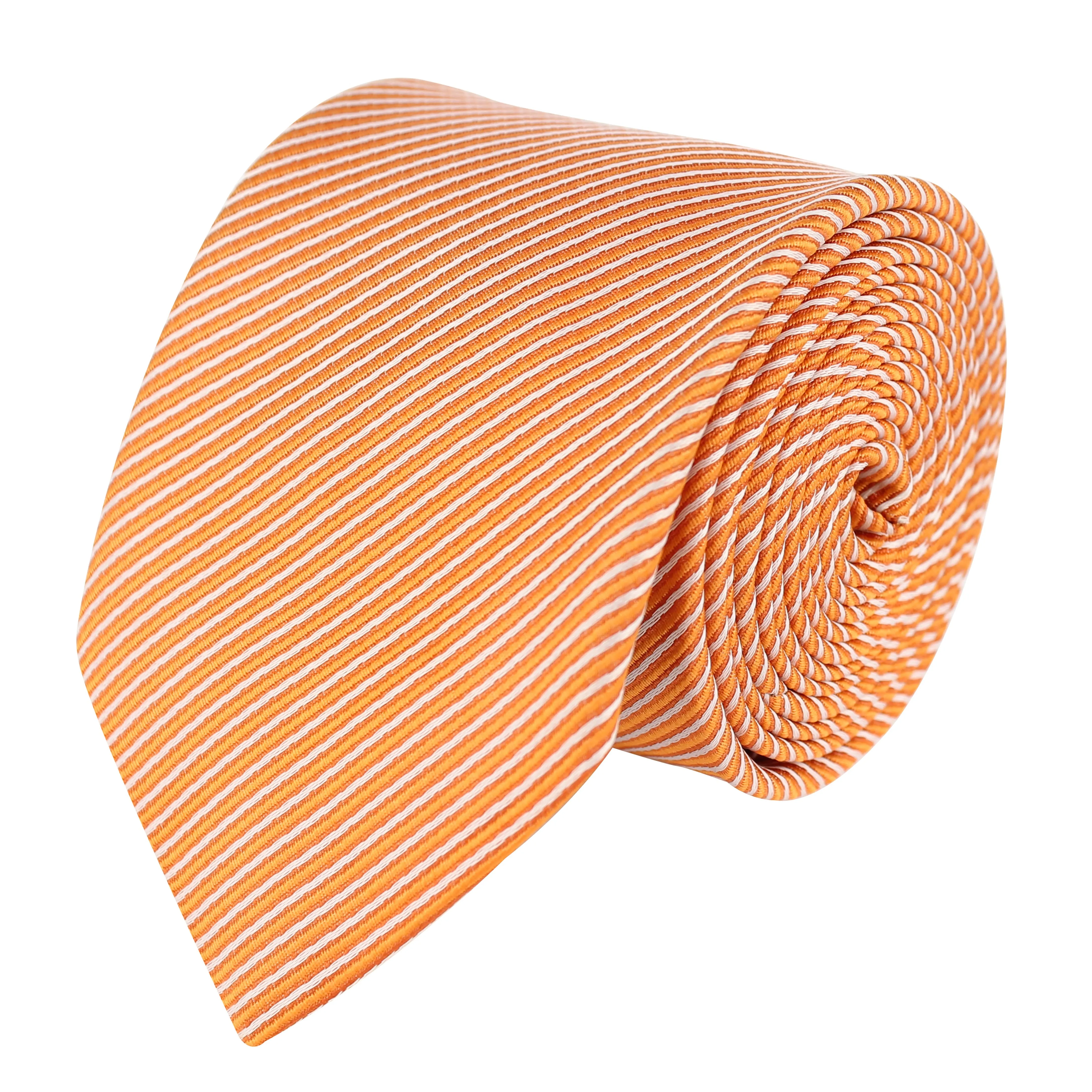 Kovove Orange Striped Neck Tie For Men