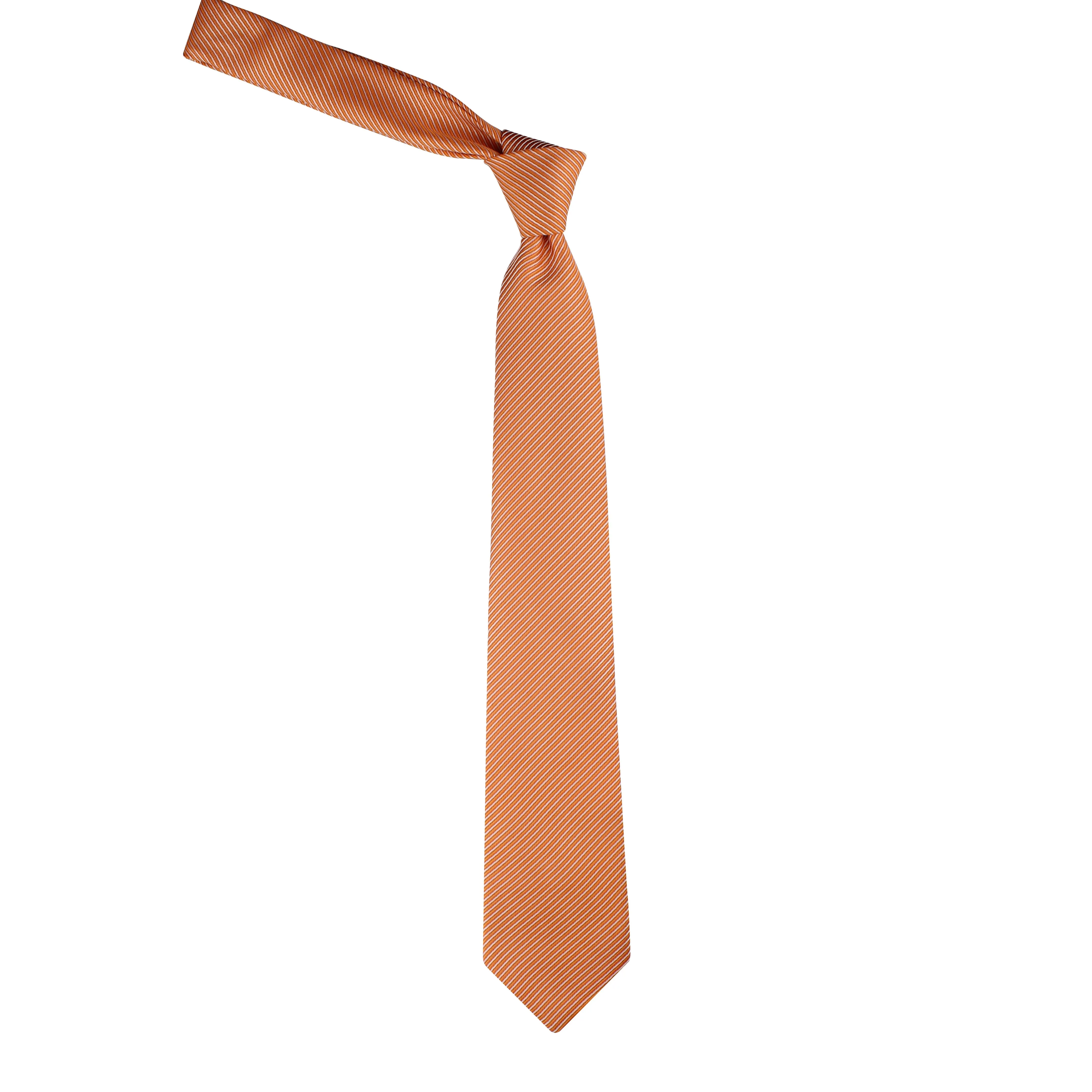 Kovove Orange Striped Neck Tie For Men