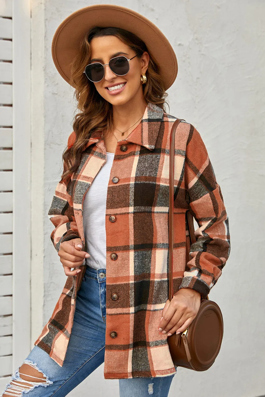 lake plaid print jacket - red/ yellow/ gray/ orange/ rose